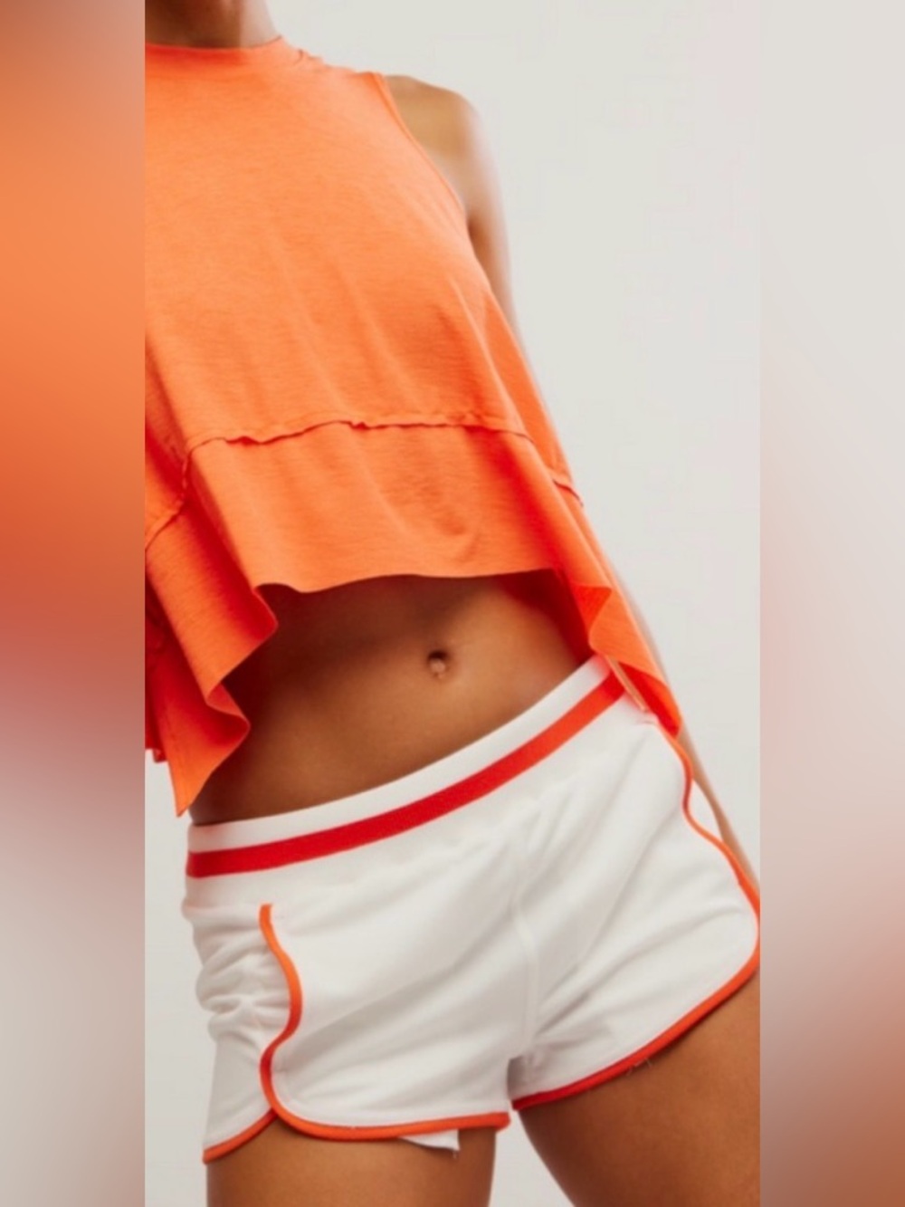 FP Movement by Free People White Athletic Shorts with Orange Trim